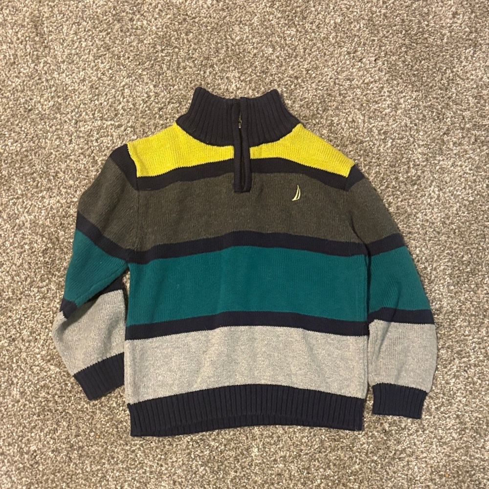 Nautica Men's Zip-Up Sweater - Yellow, Teal, Gray